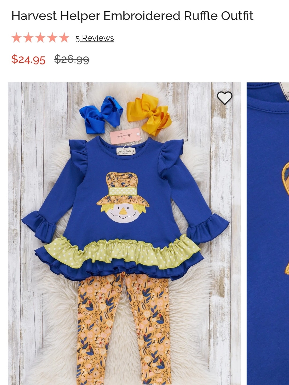 BNWT - Harvest Helper Embroidered Ruffle - SIZE 5